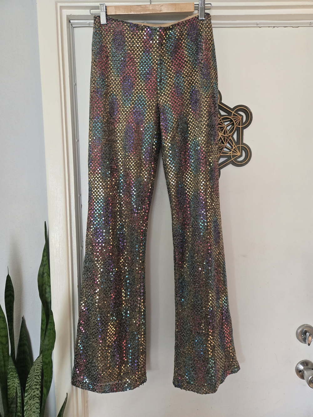 Sequin Metallic Multicolor Flared Pants